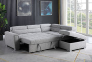 Sectional Sofa Bed with Storage Ottoman and Chrome Legs- Grey Color #037017