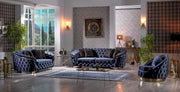 Modern Velvet Sofa Set with Brushed Gold Legs- Purple Color #135225