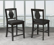Wooden Top Counter height Table with Wooden Counter height Chairs Set - Dark Grey