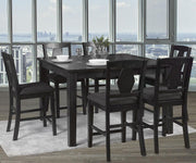 Wooden Top Counter height Table with Wooden Counter height Chairs Set - Dark Grey