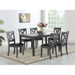 7 Pcs Dining Table Set- Grey - #030276