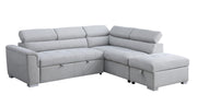 Sectional Sofa Bed with Storage Ottoman and Chrome Legs- Grey Color #037017