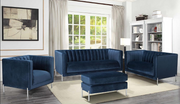 Velvet Sofa Set with Chrome Legs- Blue Color #0619043