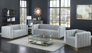 Velvet Sofa Set with Gold Color Base- Grey Color #065101