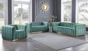 Velvet Sofa Set with Gold Color Base- Mint Color #065101
