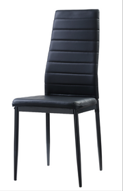 Tempered Glass Table with Leather Chairs Dining Set- Black Chairs #115538