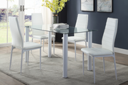 Clear Glass Table with Leather Chairs Dining Set- White Chairs #115538