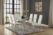 Clear Glass Table with Leather Chairs Dining Set- White Chairs #115538