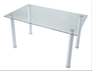 Clear Glass Table with Leather Chairs Dining Set- White Chairs #115538