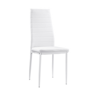 Clear Glass Table with Leather Chairs Dining Set- White Chairs #115538