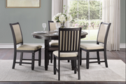5Pcs Wooden Dining Set with Fabric Upholstered Chairs- Brown and Black