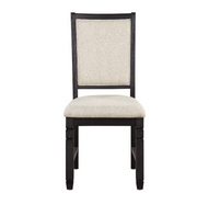 5Pcs Wooden Dining Set with Fabric Upholstered Chairs- Brown and Black