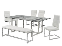 Glass Dining Table Set - White #035006