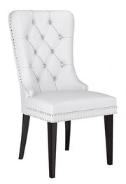 Modern PU Leather Deep Tufted Chair with Black Wooden Legs Two in a Box- White Color #171151
