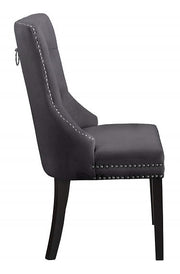 Modern Velvet Dining Chair with Black Wooden Legs and Chrome Locker Two in a Box- Grey Color #171220