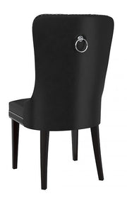 Modern PU Leather Deep Tufted Chair with Black Wooden Legs Two in a Box- Black Color #171150