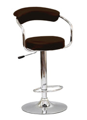 Leather Seating with leather Back and Chrome Finish Adjustable Height Bar Stools Two in a Box- Espresso Color #177500