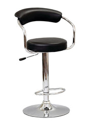 Leather Seating with leather Back and Chrome Finish Adjustable Height Bar Stools Two in a Box- Black Color #177500