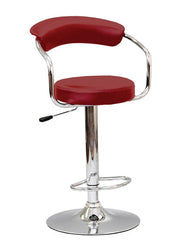 Leather Seating with leather Back and Chrome Finish Adjustable Height Bar Stools Two in a Box- Red Color #177500