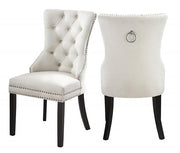 Modern Velvet Dining Chair with Black Wooden Legs and Chrome Locker Two in a Box- Beige Color #171223