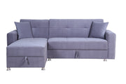 Sectional Sofa Bed with Storage Chaise and Chrome Legs- Grey Color #179470