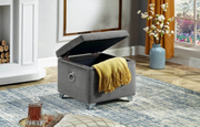 Velvet Storage Ottoman - Grey