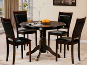 5 PC Espresso Pedestal Wood Dining Table Set