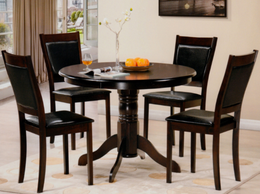5 PC Espresso Pedestal Wood Dining Table Set
