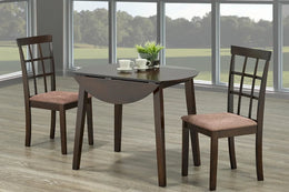 3 PC Espresso Pedestal Dining Table Set