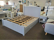 White Solid Wood Storage Bed With 2 Drawers- Double or Queen- Model Ken