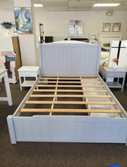 White Solid Wood Storage Bed With 2 Drawers- Double or Queen- Model Ken