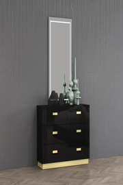 Black and Gold Lacquer Finish Bedroom Set #06GLAMOUR