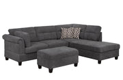 Fabric Upholstered Reversible Sectional with Ottoman- Grey Color #03