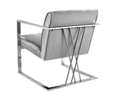 Grey Accent Chair With Silver Satin Steel Base #108056