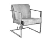 Grey Accent Chair With Silver Satin Steel Base #108056