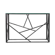 Console Table with Clear glass Top with Black Metal Frame #Carole