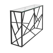 Console Table with Clear glass Top with Black Metal Frame #Carole