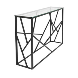 Console Table with Clear glass Top with Black Metal Frame #Carole