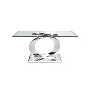 Modern Design Clear Glass Console Table with Chrome Base#101867