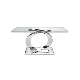Modern Design Clear Glass Console Table with Chrome Base#101867