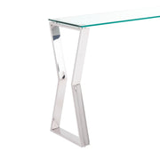 Clear Glass top with Chrome Base/Black Base Console Table