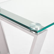 Clear Glass top with Chrome Base/Black Base Console Table