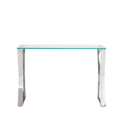 Clear Glass top with Chrome Base/Black Base Console Table