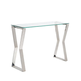 Clear Glass top with Chrome Base/Black Base Console Table