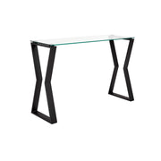 Clear Glass top with Chrome Base/Black Base Console Table