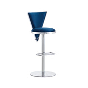 Blue Velvet Polished Steel Bar Stool - 1 in a box #102662