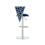 Blue Velvet Polished Steel Bar Stool - 1 in a box #102662