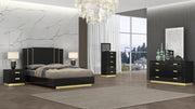 Black and Gold Lacquer Finish Bedroom Set #06GLAMOUR