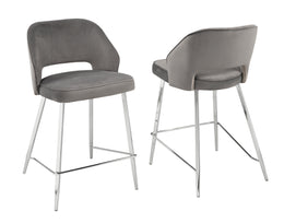 Grey Velvet High Chairs- 2 in a Box #031205GR