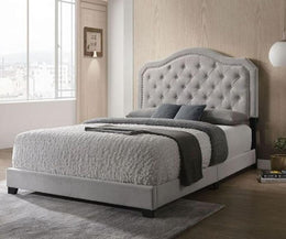 Velvet Upholstered Button Tufted Headboard Platform Bed #068073